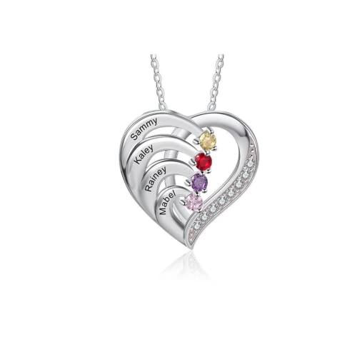 MOLICACI-Solid-10K14K18K-Gold-Personalized-Hearts-Necklaces-for-Women-Delicate-Gold-Customized-Mother-Names-Heart-Pendant-with-5A-Birthstones-Gold-Mom-Necklace-Jewelry-Gift-for-Wife-Mom