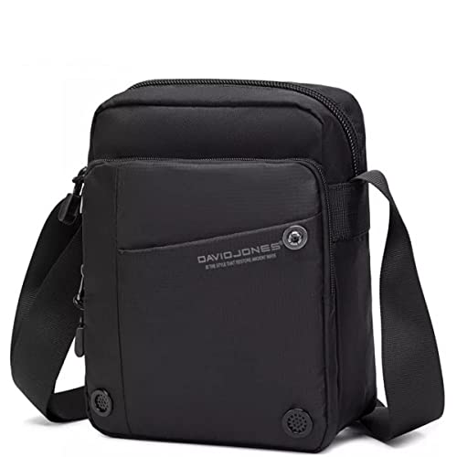 David Jones - Sacoche Bandoulière Homme - Sac Porté Epaule Croisé Travers Nylon Souple - Besace Pochette Messenger Multipoche Multifonction - Sport Travail...