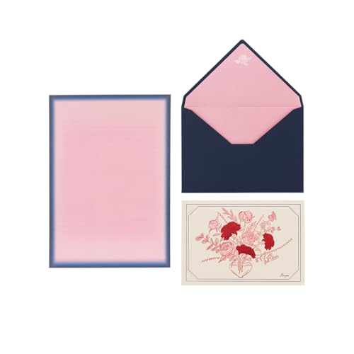 [ORODA] ISO CSCS (Can't Say, Can Send) Stationery Paper and Envelopes Set with 5.9x4.1 Flower Design Letterpress Card, Premium Quality Paper and Elegant Design