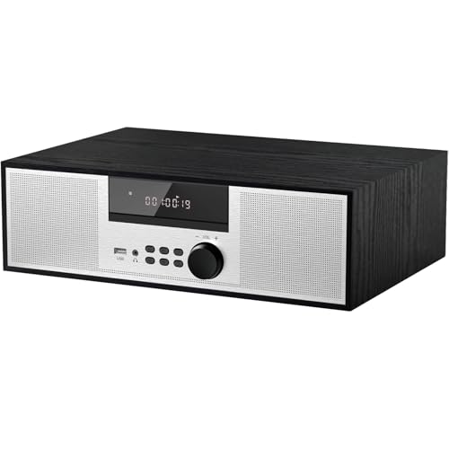 Nostalgic Micro Shelf System 40W RMS with CD Player, Bluetooth, USB Playback, FM Radio, AUX-Input, 2-Way Music Crisp-Sound, DSP-Tech (TB-816B)