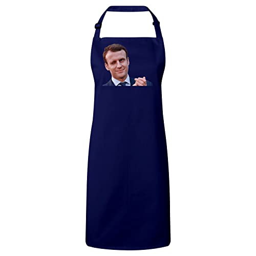 Tablier cuisine premium navy Macron humour France