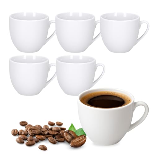 ☕ Set da 6 tazzine da 90 ml – Perfette per espresso, moka o caffè ristretto.