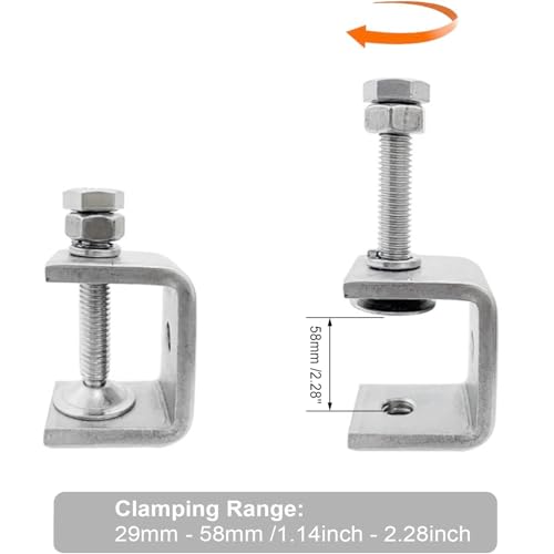 Image of Stainless Steel C Clamps, Mini Tiger Clamp Set for Mounting, Heavy Duty Metal U Clamps, Small Desk G-Clamp with 2.56 Inch Stable Wide Jaw Opening for Metal Working Woodworking Welding Building (4pcs)