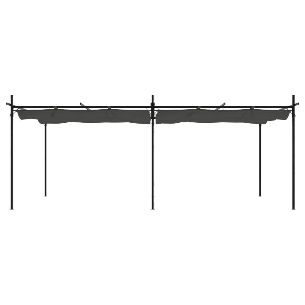 Pergola & Pavillon moderne - Toit coulissant en acier et aluminium - Anthracite - Pour jardin, camping, événement (589 x 292 x 230 cm)