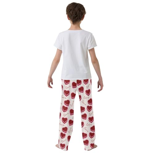 Love Shape Cake Boys Long Pants Soft Trousers Elastic Waist Kids Lounge Bottoms with Pockets S-XL3
