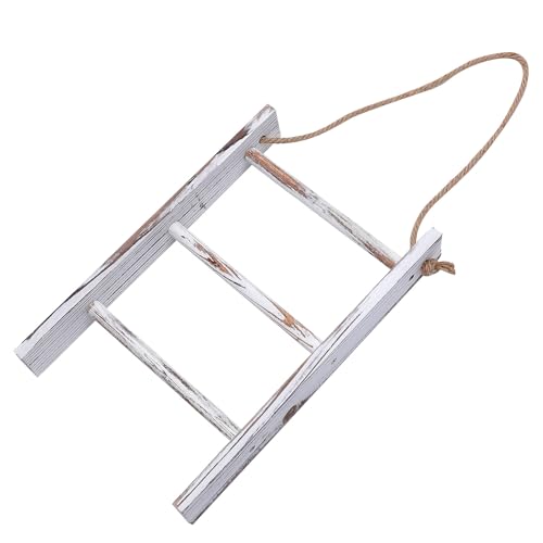 FESTFENDS Vintage Wooden Towel Rack Ladder with Hanging Rope Bathroom