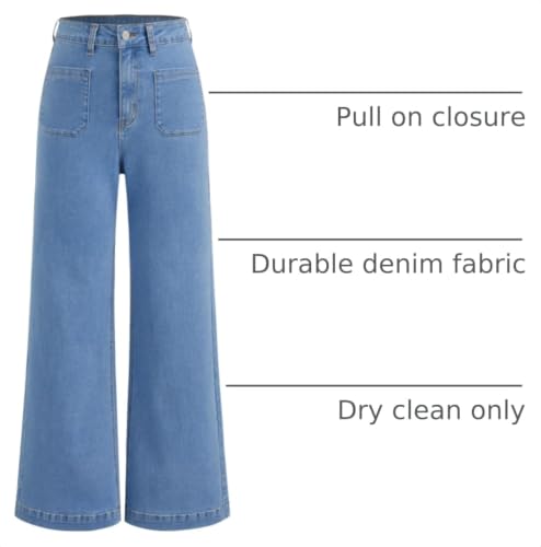 Image of CIDER Womens Wide Leg Jeans Cropped Length Stretchy Denim Flared Pants | High Waist, Trendy, Straight Leg Jean Bottoms