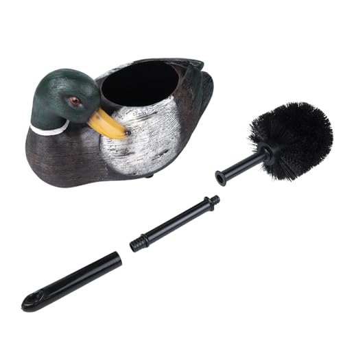 Image of Needzo Mallard Duck Toilet Brush with Holder, Rustic Bathroom Decoration, Cabin Home Accessory