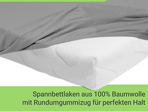 Emily´s Check Doppelpack Bettlaken Betttuch Spannbettlaken 1493.2123, 140 x 190-200 cm, Silbergrau – Ansicht 4