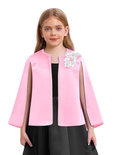 renvena Kids Flower Girls Sparkly Bolero Open Front Wedding Pageant Formal Shrug Dress Cover Up3