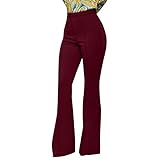 QUINTRA Bequeme Slimfit-Hose für Damen mit hoher Taille und ausgestellten Anzugshosen mit Knöpfen Gelbe Hose Damen Kariert