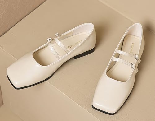 Niction Mary Jane Shoes Square Toe Double Strap Buckle Slip on Ballet Dressy Comfortable Shoes with Buckle Strap for Women's Daily Wear2