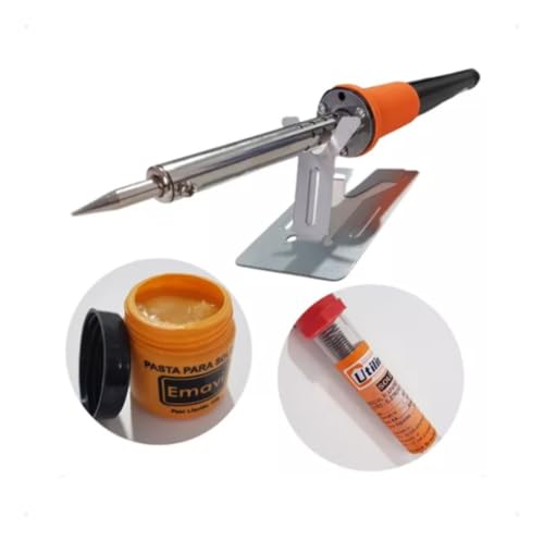 Kit Ferro De Solda Profissional 60w Estanho E Pasta De Solda (220, Volts)