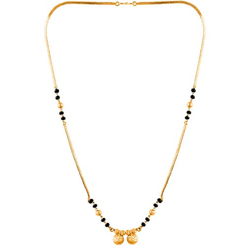 MEENAZ Combo Traditional Temple One Gram Gold Meenakari Copper Brass Wati Mangal sutra Pendant Tanmaniya Black Beads Simple Long Short Mangalsutra Combo Set For Women girls chain -MC-M38