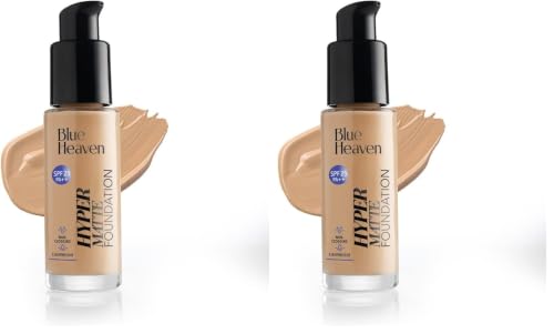 Image of Blue Heaven Hyper Matte Foundation for Face Makeup with SPF 25 PA++, Matte Finish, Light Weight Formula, Medium Coverage for All types of Skin, Cream 302-Honey Tan, 30ml (Pack of 2)