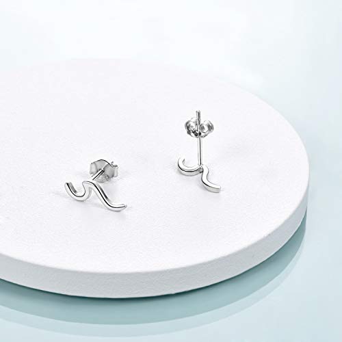 Yfn Wave Earrings 925 Sterling Silver Ocean Wave Stud Earrings Ocean Jewelry For Women Girls (Silver) #TOP1