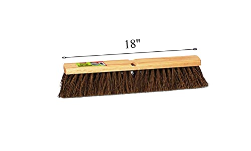 Image of Push Broom Indoor and Outdoor Floor Sweep Use, 18 Inch, Heavy Duty Hardwood Block, Palmyra Bristles Scrub Brush, Cleaning Broom for Patio Garage, Deck, Or Home Use