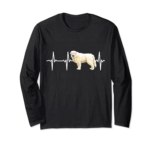 Great Pyrenee Heartbeat Love My Dog Long Sleeve T-Shirt, Black