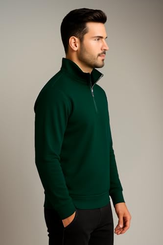 Image of Half Zipper Solid Sweatshirt for Men