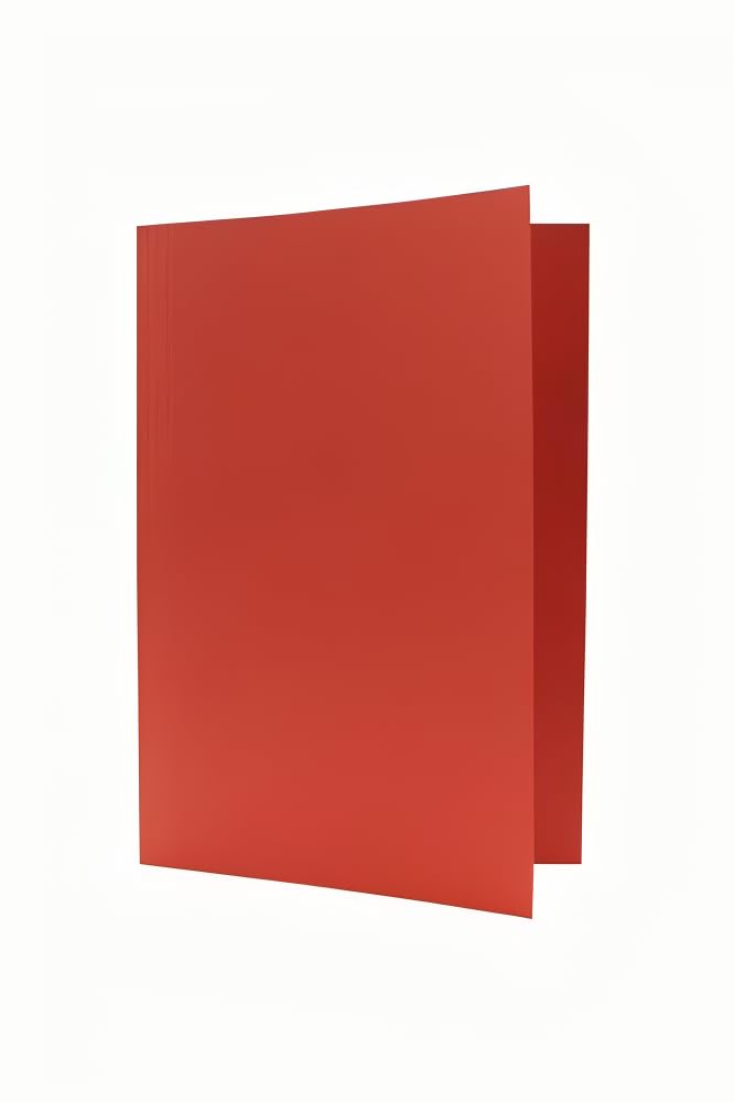 Indigo® Square-Cut Foolscap Folder – 180 GSM Heavy-Duty Card, Red – Pack of 50