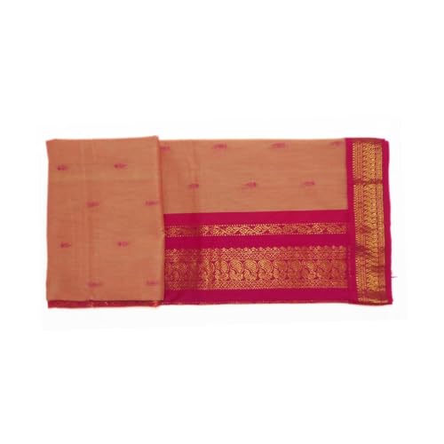Image of Pure Kalyani Cotton Saree | Zari Border & Blouse Piece - Lata Gadwal Design | Traditional Saree