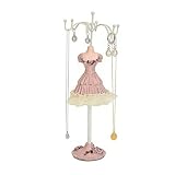 Mucho espacio: soporte para exhibición de joyas con forma de vestido de 21 cm de largo, proporciona mucho espacio de almacenamiento para que pueda desplegar todos sus collares y al mismo tiempo evita que se enreden, proporciona mucho espacio de almacenamiento para que pueda desplegar todos sus collares.