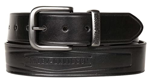Harley-Davidson Men's Metal Keeper H-D Logo Genuine Leather Belt - Black (36)