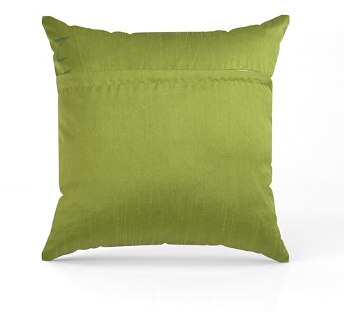 Image of TEXIVA Premium Velvet Cushion Covers Set of 5, 16x16 Inch Sofa Cushion Covers with Hidden Zipper, Modern Chevron Pattern - Green