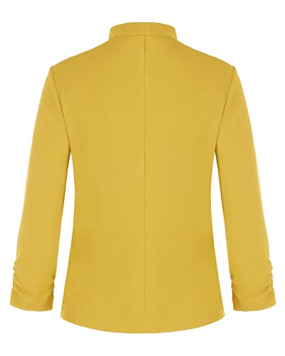Unifizz Women's Office Blazers Jackets Open Front Womens Collarless Blazer For Work Lightweight Professional - Yellow, Size 2Xl #TOP1