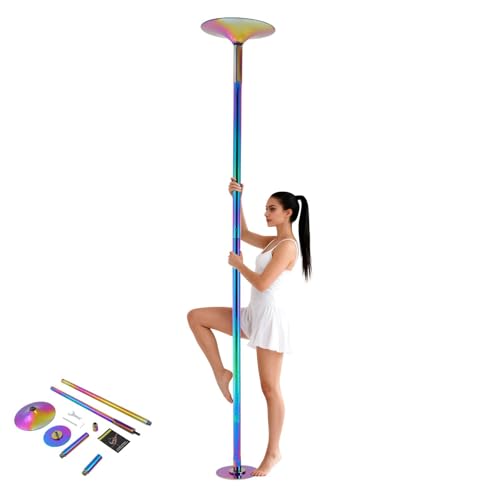 RUETERY Pole Dance - Barra de danza regulable en altura de 200 kg, sin taladrar, con modo de giro de 360°, barra de fitness profesional para el hogar