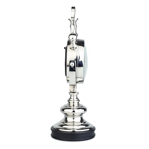 Image of Decor de Maison Brings Handcrafted Aristotime Table Clock for KidsRoom, Living Room, Bedroom, Study Table|Classic Non-Ticking Tabletop Battery Operated Analog Desk Clock in Silver (15x11x33cm)