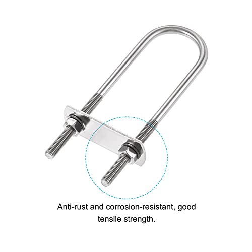 Image of METALLIXITY U Bolts 4 Sets (M6x32x120mm), Round U Bolt 304 Stainless Steel with Accessories - for Construction, Pipe