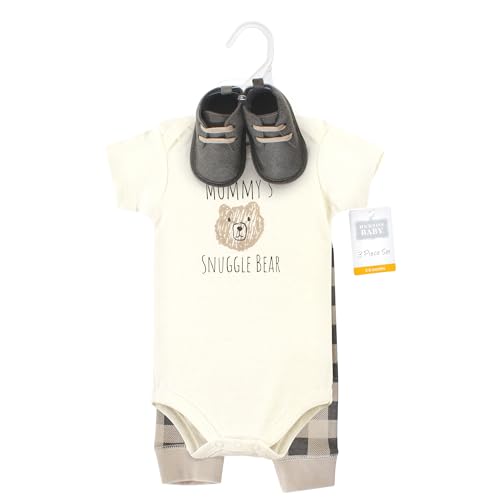 Image of Hudson Baby Unisex Baby Cotton Bodysuit, Pant and Shoe Set