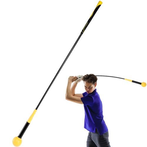 Jucoan Golf Swing Trainer Aid, 48 Inch Golf Swing Training Aid, Golf Practice Warm-Up Stick for Improve Swing Tempo, Flexibility, Balance, and Strength, Gift for Father, Husband