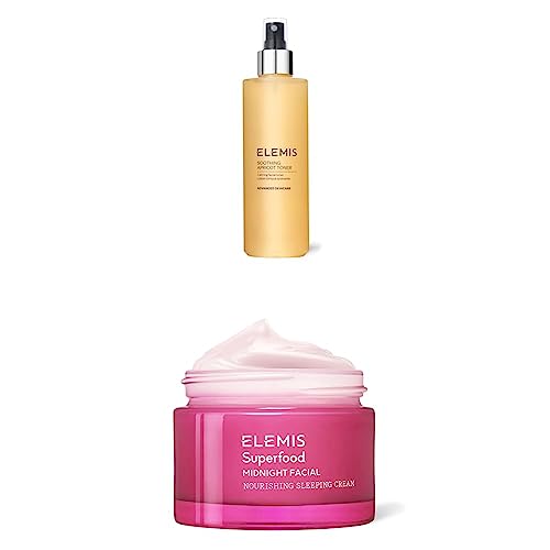 ELEMIS Soothing Apricot Toner, tónico facial calmante 200 ml + (Paquete de 1) Superfood Midnight Facial Nourishing Sleeping Cream 50ml