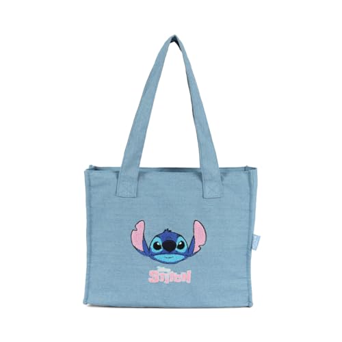 Bolsa Stitch Disney Sacola Jeans original luxcel licenciada com zíper alça de ombro menina juvenil