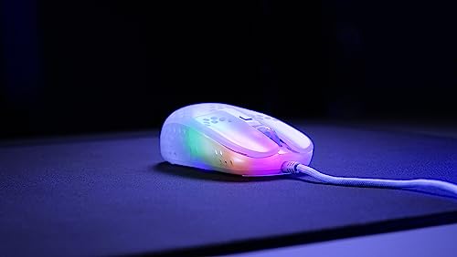Image of Xtrfy MZ1, Ultra-Light Wired Gaming Mouse, Cutting-Edge Pixart 3389 Sensor, Unique Shape for Optimum Aim, Adjustable RGB Lighting, White Rail Edition