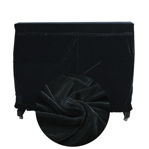 ピアノキーボードカバー、ピアノカバーピアノフルカバーアップライトピアノソリッドカラーハーフオープンスタイルプロテクターカバーエレガントな楽器アクセサリー装飾ピアノ(ブラック)