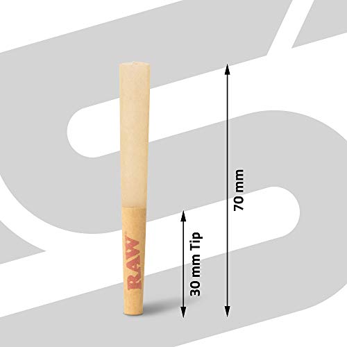 Image of RAW Dogwalker Cones 70 /30 Size Prerolls | 102 Pack | Small Sized Rolling Paper Cones - Shorter than 1 1 /4 - for Quick Smoking Sessions