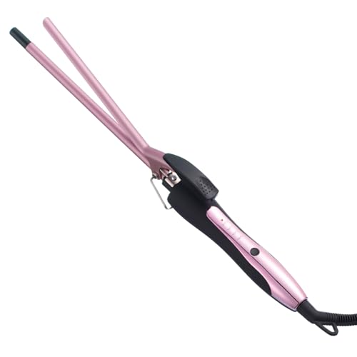 Ficzcfy Small Curling Iron 3/8 Inch Barrel, Thin Curling Wand for Short & Long Hair, 9mm Curling Iron Tourmaline Ceramic Barrel Small Tongs with Adjustable Temperature