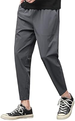 [foveitaa] 接触冷感 パンツ メンズ 9分丈 夏 ゆったり ストレッチ 薄手 イージーパンツ 大きいサイズ アイスシルク 清涼 涼しい 涼感 通気性 吸水速乾 快適 ボトムス ズボン エアパンツ