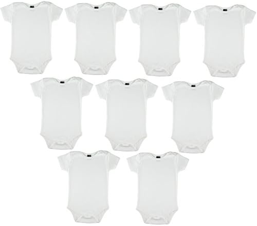 Baby Cotton Onesies White Undershirts Bodysuits 9 Pack by Little Pipers (12-18 Months, White Short Sleeves (9PK),12-18 Months