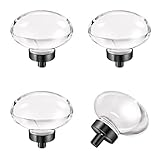 CLCTK 4 Pack Glass Cabinet Knobs and Pulls, Oval Crystal Knobs for Dresser Drawers, Matte Black Kitc
