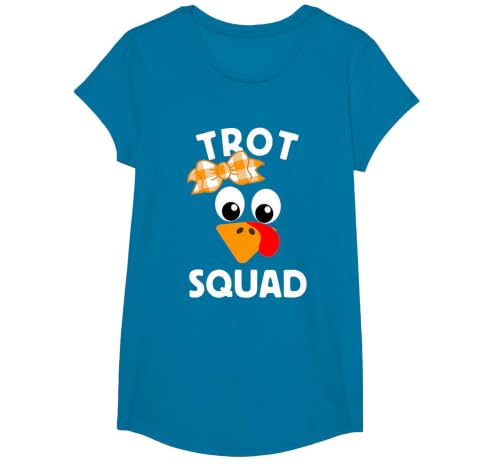 Thanksgiving Day Running Turkey Trot Squad T-Shirt, Girls, Sapphire Blue, X-Small