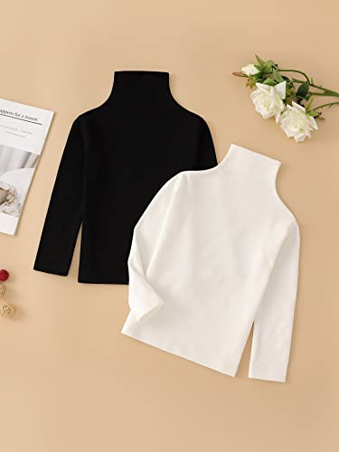OYOANGLE Boy's 2 Pack Long Sleeve Mock Neck Solid Bacic Tops T-Shirts Shirts2