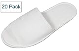 LUXEHOME Spa Slippers in Bulk; 20 Pairs Disposable White Hotel Slippers for Guests; Open Toe Slippers for Women and Men
