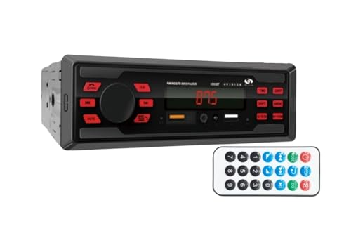 Rádio Automotivo, MP3 Player, Bluetooth / 2 USB/FM - Preto, Aux, Controle Remoto (Preto com Iluminação Vermelha)