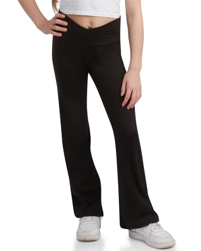 Sweet Hearts Girls Leggings - Athletic Yoga Pants High Waisted Flare Leggings for Girls - Made in USA (Sizes: 5-18)