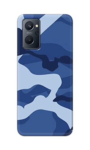 Image of Printed Hard Back Cover Case for Realme 9i 4G Back Cover (Army Blue Pattern) -1302