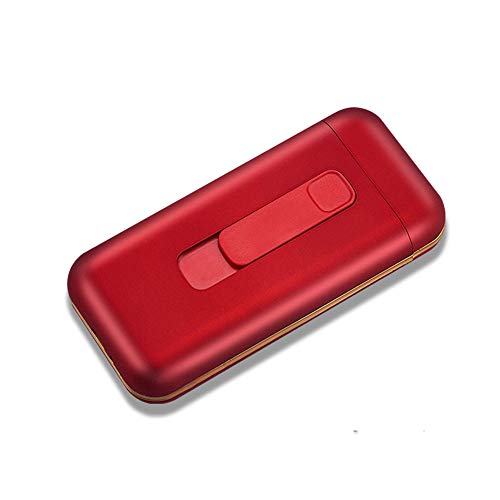 Cigarette Case with Lighter Cigarettes Box Portable 20pcs 100's Slim Cigarettes USB Lighters 2 in 1 Rechargeable Flameless Windproof Electric Lighter (Red)